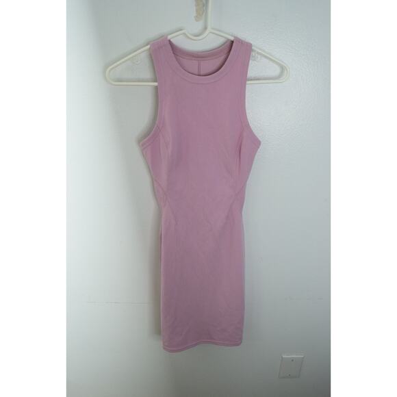 Lululemon Ribbed Softstreme Slim-Fit Tank Dress Nomad Size 0 Pink Peony - Picture 1 of 3